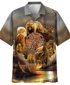 Indigenous Khaki High Quality Unisex Hawaiian Shirt- For men and women - Fanshubus