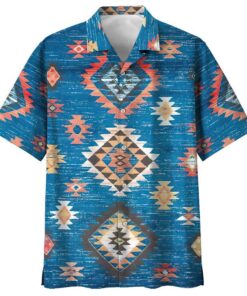 Indigenous Blue High Quality Unisex Hawaiian Shirt- For men and women - Fanshubus