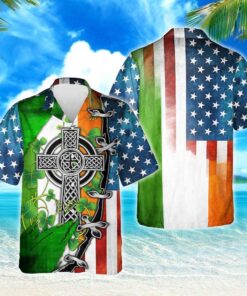 Irish Celtic Cross Ameircan Hawaiian Shirt- For men and women - Fanshubus