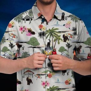 Irish Water Spaniel Hawaiian Shirt Hawaii Beach Retro .
