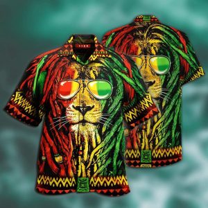 Jamaica Lion Hawaiian Aloha Shirt- For men and women - Fanshubus