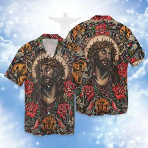 Jesus Art Vintage 3D Full Print Hawaiian Shirt Shirt- For men and women - Fanshubus