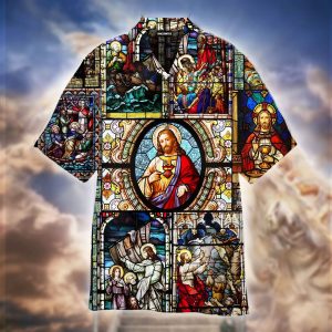 Jesus Calms The Storm Stained Glass Window Hawaiian Shirt- For men and women - Fanshubus
