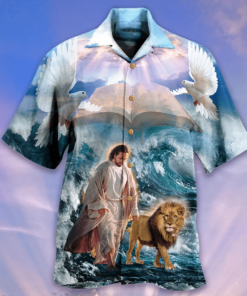 Jesus Lion In Ocean Hawaiian Shirt For Men Women- For men and women - Fanshubus