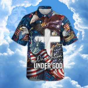 Jesus One Nation Under God Hawaiian Shirt - For Men and Women - Fanshubus