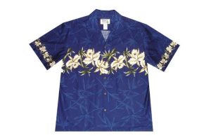 Kailua Orchid Navy Blue Amazing Design Hawaiian Shirt- For men and women - Fanshubus