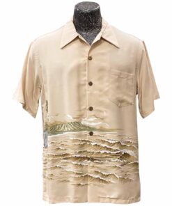 Kaimana Surft Khaki Hawaiian Shirt .