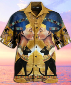 King Black Cat Egypt Hawaiian Shirt For Men Women- For men and women - Fanshubus