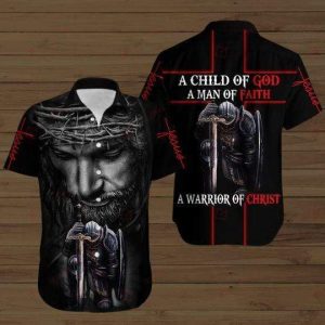 Knight A Child of God A Man of Faith Hawaiian Shirts- For men and women - Fanshubus