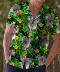 Koala Tropical Wild Flower Green Best Design Hawaiian Shirt For Men Women- For men and women - Fanshubus