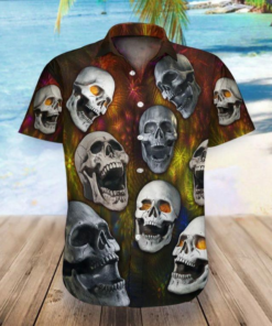 Laugh Skull 3D Print Hawaiian Shirt  -  Crazy Funny Hawaiian Shirt .