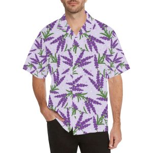 Lavender Pattern Men's All Over Print Hawaiian Shirt- For men and women - Fanshubus