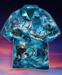 Legend Octopus Attacking The Ship Hawaiian Shirt- For men and women - Fanshubus