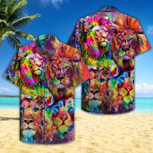 Lion King Colorful Hawaiian Shirt For Men Women- For men and women - Fanshubus