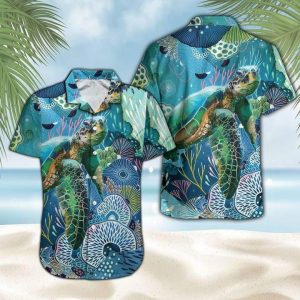 Little Turtle In The Big Ocean Hawaiian Shirt | For Men &amp; Women | Adult |- For men and women - Fanshubus