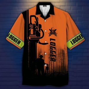 Logger Man Orange Hawaiian Shirt For Men Women- For men and women - Fanshubus