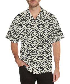 Lotus Pattern Print Hawaiian Shirt