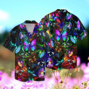 Love Colorful Butterflies 3D Full Print Hawaiian Shirt Shirt- For men and women - Fanshubus