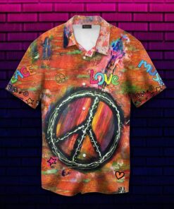 Love Peace Music Hawaiian Shirt For Men Women- For men and women - Fanshubus