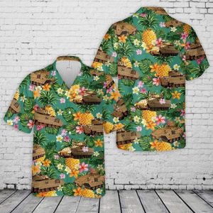 M2 Bradley Tank Us Army Pineapple Tropical Unisex Hawaiian Shirts Beach Shorts- For men and women - Fanshubus