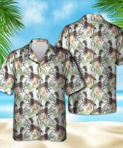 MALLARD PATTERN HAWAIIAN SHIRT .