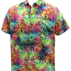 Men Casual Beach hawaiian Shirt for Aloha Tropical Beach front Short sleeve Multicolor - Fanshubus
