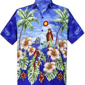 Men's Aloha Hawaiian Shirt Short Sleeve Button Down Casual Beach Party Hawaii printed - Fanshubus