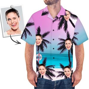 Men's Custom Face Shirt Hawaiian Shirt Short Sleeve Palm - For Men and Women Fanshubus