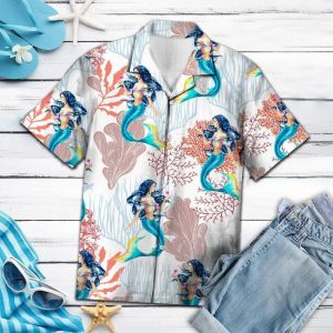Mermaid Coral Hawaiian Shirt For Men Women- For men and women - Fanshubus
