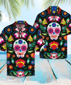 Mexican Sugar Skull Tropical Polyester Hawaiian Shirt - For Men and Women Fanshubus