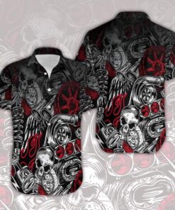 Motorbike Skull Art Hawaiian Shirt For Men Women- For men and women - Fanshubus