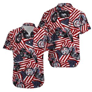 Motorcycles American Flag Hawaiian Shirt For Men Women- For men and women - Fanshubus