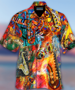 Music On World Off Saxophone Hawaiian Shirt- For men and women - Fanshubus