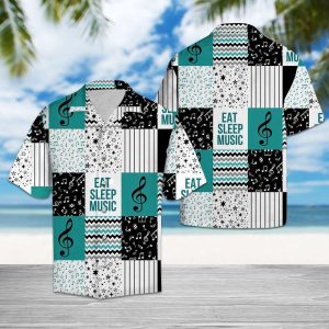 Music Shape Pattern Teal Nice Design Hawaiian Shirt For Men Women- For men and women - Fanshubus