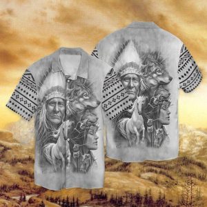 Native People With Animals 3D Full Print Hawaiian Shirt Shirt- For men and women - Fanshubus
