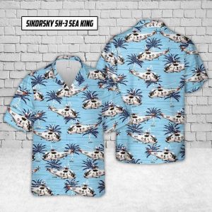 Navy Sikorsky Sh-3 Sea King Blue Palm Tree Unisex Hawaiian Shirts Beach Shorts- For men and women - Fanshubus