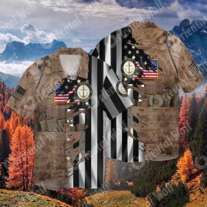 Navy Veteran Cool 3D Full Print Hawaiian Shirt Shirt- For men and women - Fanshubus