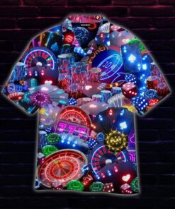 Neon Poker Gambling Hawaiian Shirt For Men Women - For men and women - Fanshubus