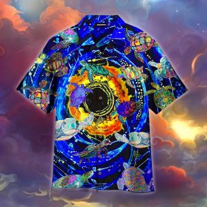 Neon Sea Turtle On The Wave Hawaiian Shirt For Men Women - For men and women - Fanshubus