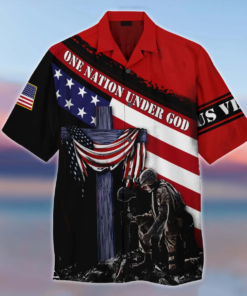 One Nation Under God US Veteran Hawaiian Shirt- For men and women - Fanshubus