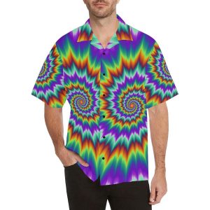 Optical illusion Pulsing fiery spirals Hawaiian Shirt- For men and women - Fanshubus