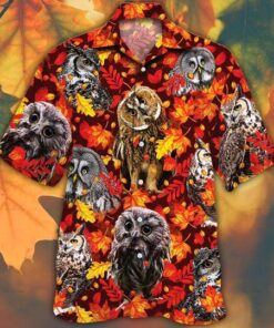 Owl Horse Lovers Autumn Red Hawaiian Shirt- For men and women - Fanshubus