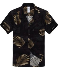 Palm Wave Black High Quality Hawaiian Shirt- For men and women - Fanshubus