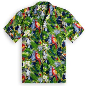 Parrot Legend Navy Hawaiian Shirts at The Hawaiian Shirt Shop- For men and women - Fanshubus
