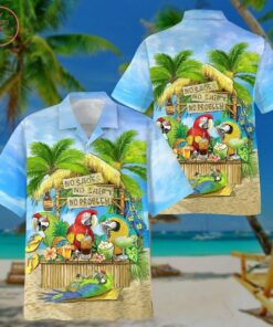 Parrot No Shoes No Shirt No Problem Hawaiian Shirt- For men and women - Fanshubus