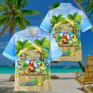 Parrot No Shoes No Shirt No Problem Hawaiian Shirt- For men and women - Fanshubus