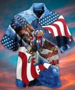 Patriotic Eagle America Flag Hawaiian Shirt- For men and women - Fanshubus