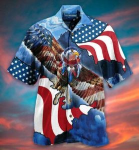 Patriotic Eagle America Flag Hawaiian Shirt- For men and women - Fanshubus