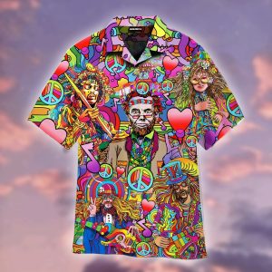Peace Love Music Hippies With Abe Hawaiian Shirt- For men and women - Fanshubus