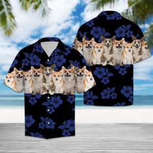 Pembroke Welsh Corgi Blue Unique Design Hawaiian Shirt For Men Women- For men and women - Fanshubus